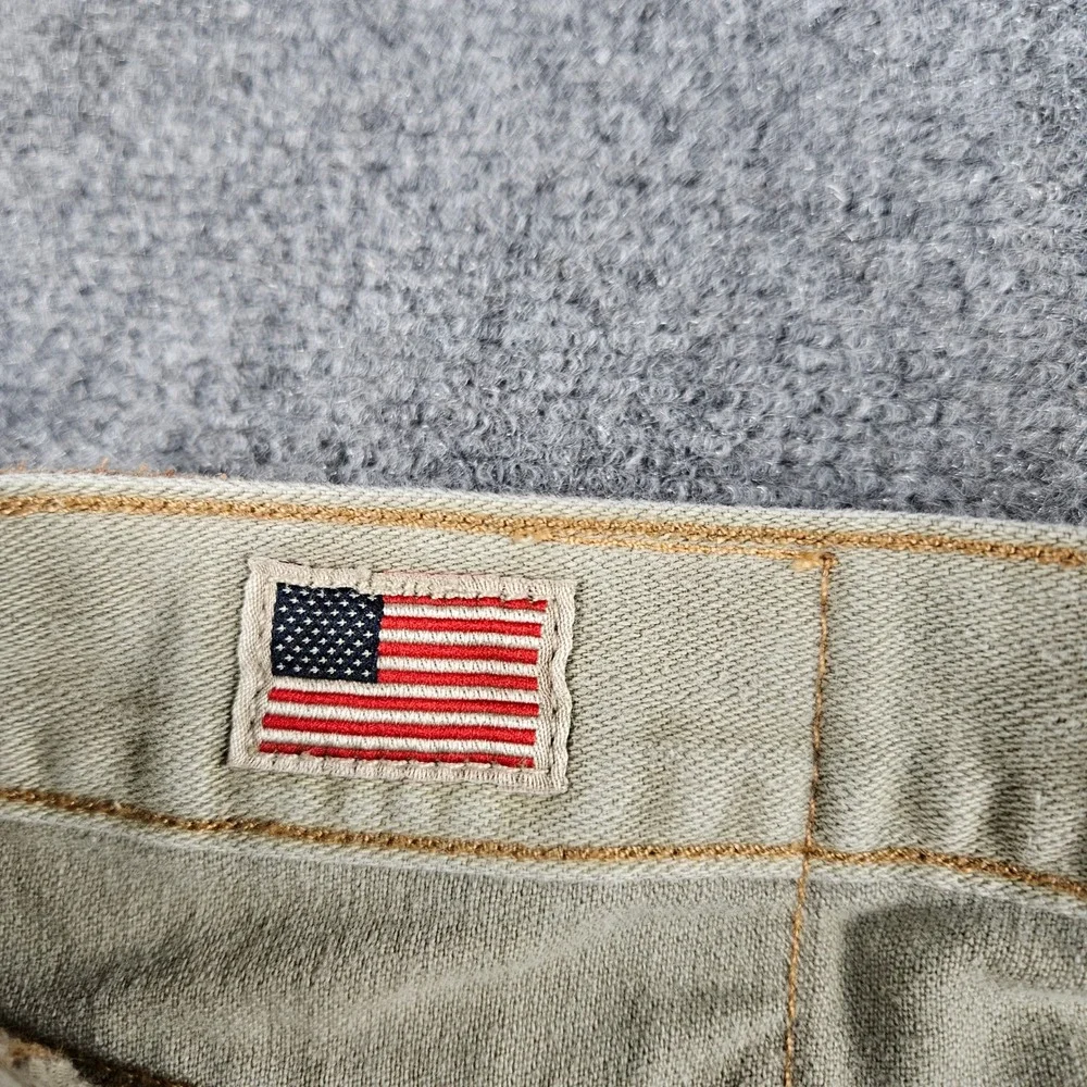 True Religion Bobby Straight Leg Jeans Mens 32 Green USA Made Button Fly Denim